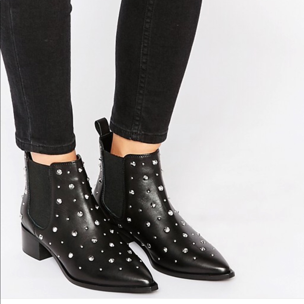 ASOS Studded Black Leather Ankle Booties